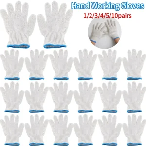 Gants de travail pour les mains, Protection de poignée de sécurité, gants de travail pour hommes et femmes, barbecue en coton épais, gants de travail blancs, gants de Protection du travail