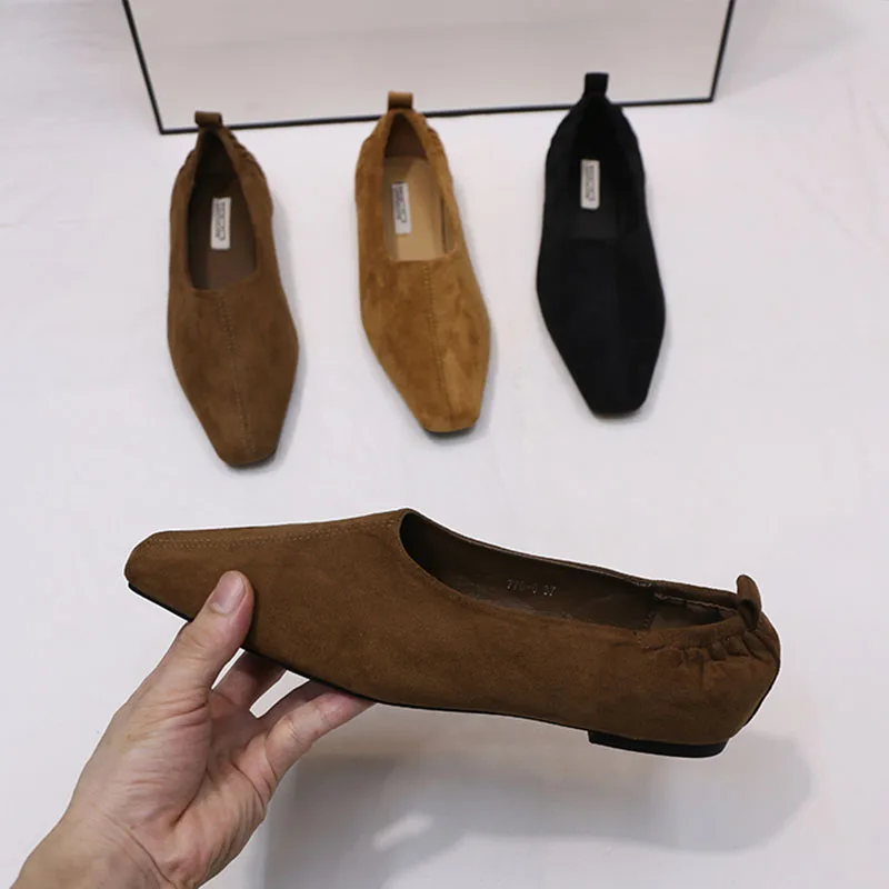 2025 automne femmes chaussures plates doux talon plat unique noir chaussures mode bout rond peu profond sans lacet bateau chaussures mujer nouvelle femme