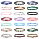 Bracelet de perles en pierre naturelle pour femmes et hommes, améthystes, cristal, quartz, aigue-marine, Jades, bijoux, Agates, élastique