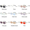 lunettes de soleil sans monture pour femmes et hommes, lunettes de soleil rectangulaires sans cadre rétro, nuances d'été, lunettes de voyage, lunettes uv400, mode