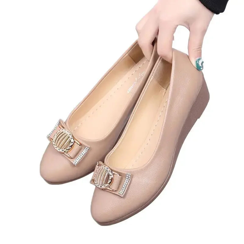 chaussures de travail plates à fond souple pour femmes, bout rond, rembourrées, support de voûte plantaire, antidérapantes, décontractées, confortables, printemps automne