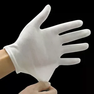 1 paire de gants en coton blanc pour hommes et femmes, étiquette à doigt complet, pour serveurs/conducteurs/bijoux/travailleurs, mitaines d&rsquo;absorption de la sueur