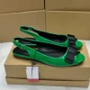chaussures plates confortables à semelle souple pour femmes, slingbacks ouverts pour femmes, décoration de nœud rétro, chaussures solides d'été pour dames, grande taille