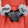 1 paire de gants chauds d'hiver pour femmes, en cuir pu noir, pour automne et hiver, gants d'alpinisme chauds, cadeaux de noël