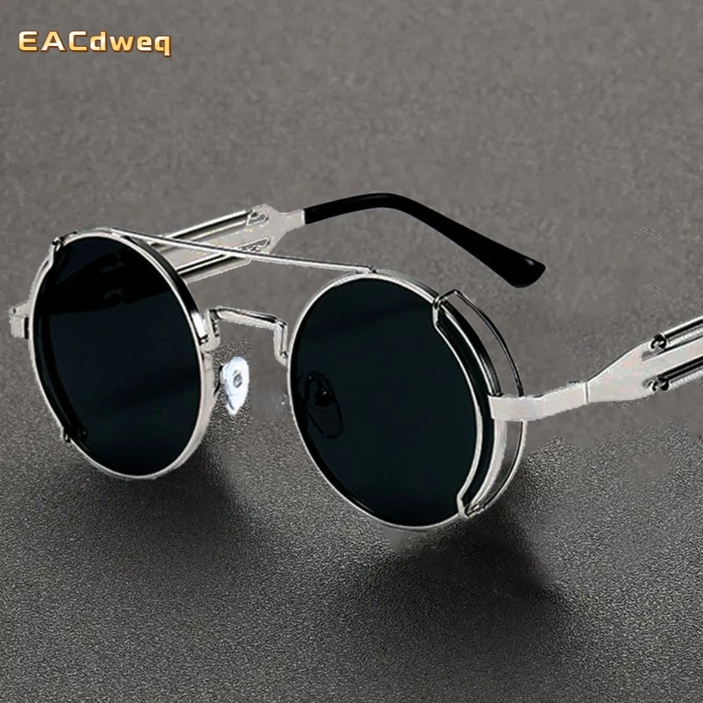 Lunettes de soleil gothiques classiques Steampunk, marque de luxe de styliste, lunettes de haute qualité pour hommes et femmes, monture ronde rétro pour PC
