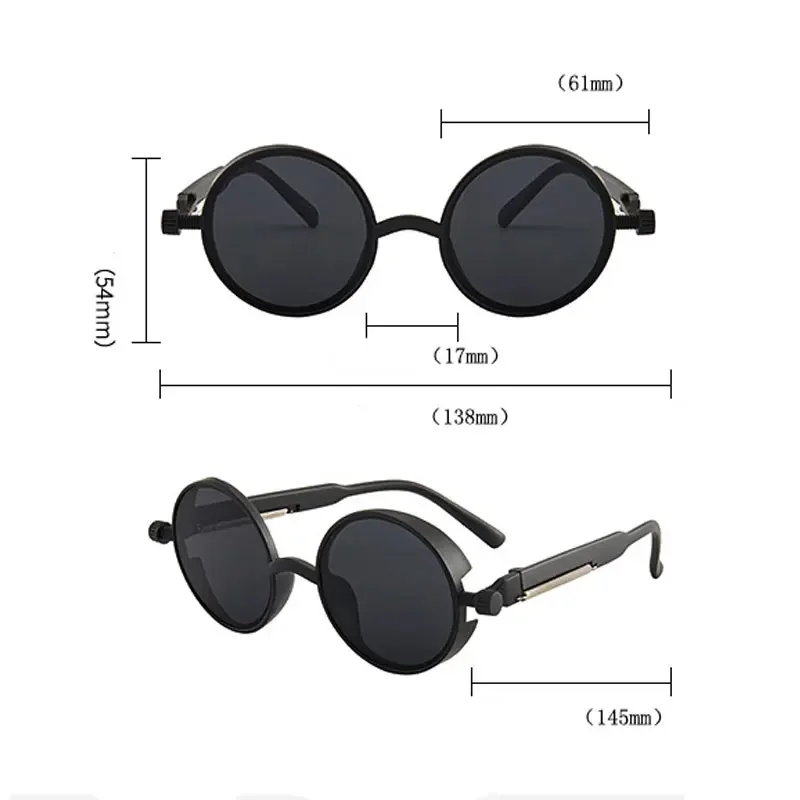 Lunettes de soleil gothiques classiques Steampunk, marque de luxe de styliste, haute qualité pour hommes et femmes, monture ronde rétro pour PC