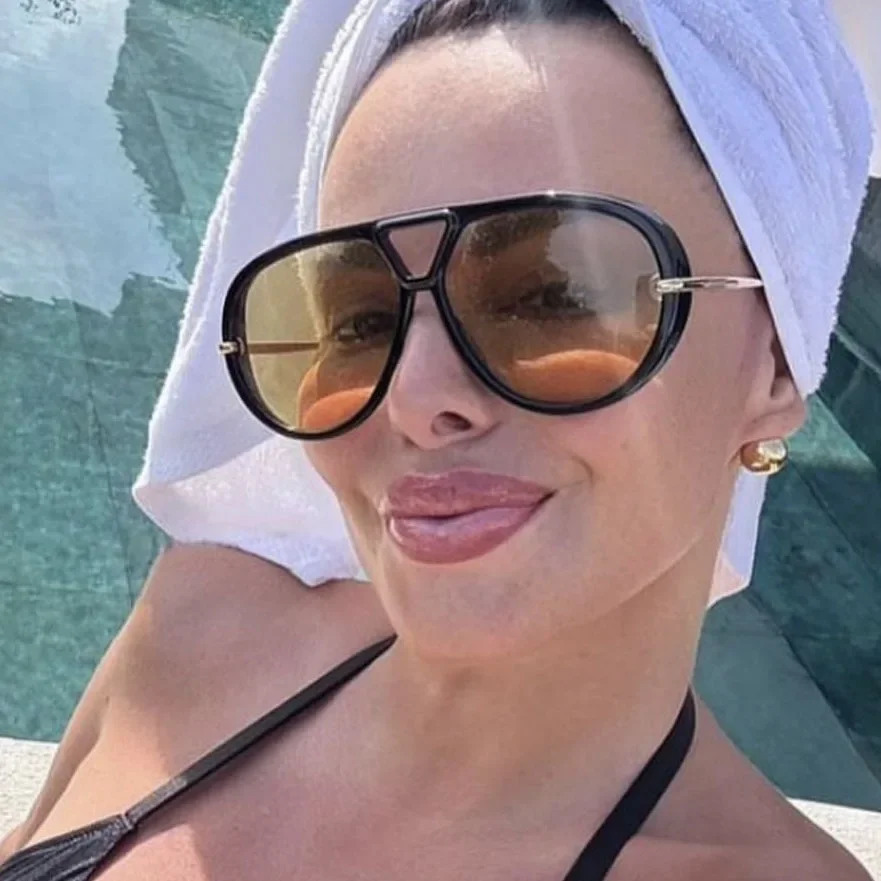 Lunettes de soleil rondes surdimensionnées pour femmes, verres jaunes de grande taille, lunettes de soleil de luxe de styliste, lunettes de Protection UV400