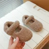 enfant en bas âge enfants bout rond doux laine d'agneau ballerines bébé filles hiver chaud teddy fourrure mary janes enfant marque design chaussures moelleuses