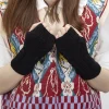 gants tricotés sans doigts pour femmes, chauffe mains, manches courtes, couleur unie, idéal pour le travail, style décontracté, doux, hiver