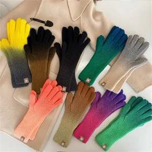 Gants d&rsquo;hiver pour femmes, nouveaux gants dégradés pour écran tactile, tricot extensible, mitaines chaudes pour bras, extérieur, antidérapants, doigts exposés
