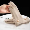 Gants de luxe pour femmes, Style élégant, à la mode, garde au chaud du bout des doigts, à clapet, en peluche douce, pour la conduite, mignon, joli, coupe-vent