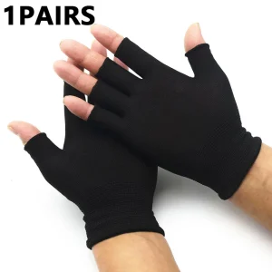 1 paire de gants de travail noirs résistants à l&rsquo;usure pour femmes et hommes, gants de protection d&rsquo;extérieur élastiques respirants en Nylon tricoté
