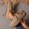 chaussures plates pour femmes à la mode, confortables et pratiques, chaussures simples basses à lacets à bouche peu profonde, chaussures plates décontractées