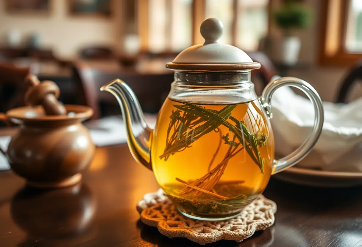 Une théière remplie de thé herbeux pour accompagner le jeûne du Ramadan