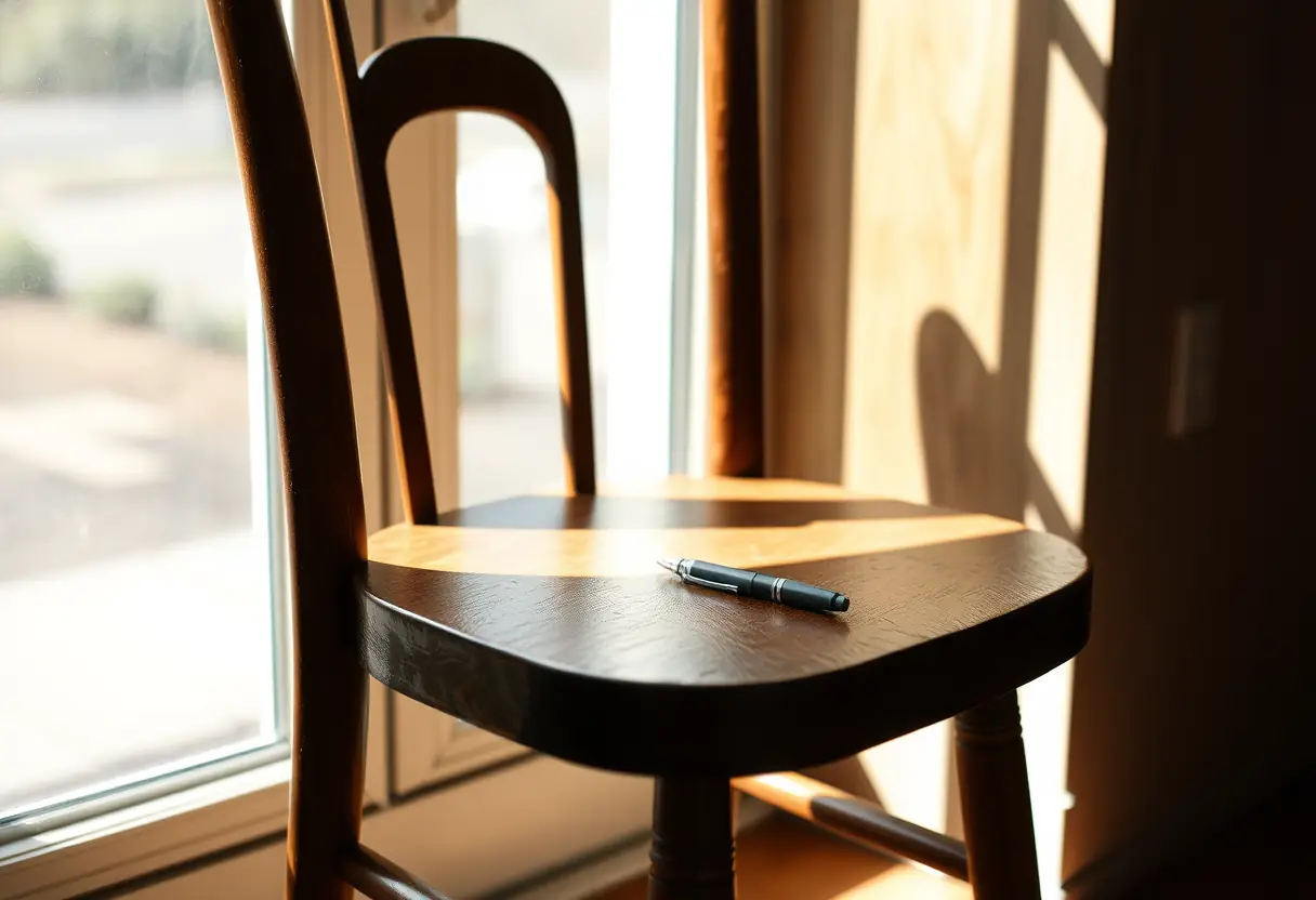 Une chaise près d'une fenêtre éclairée par la lumière du jour, sujet de la finance islamique