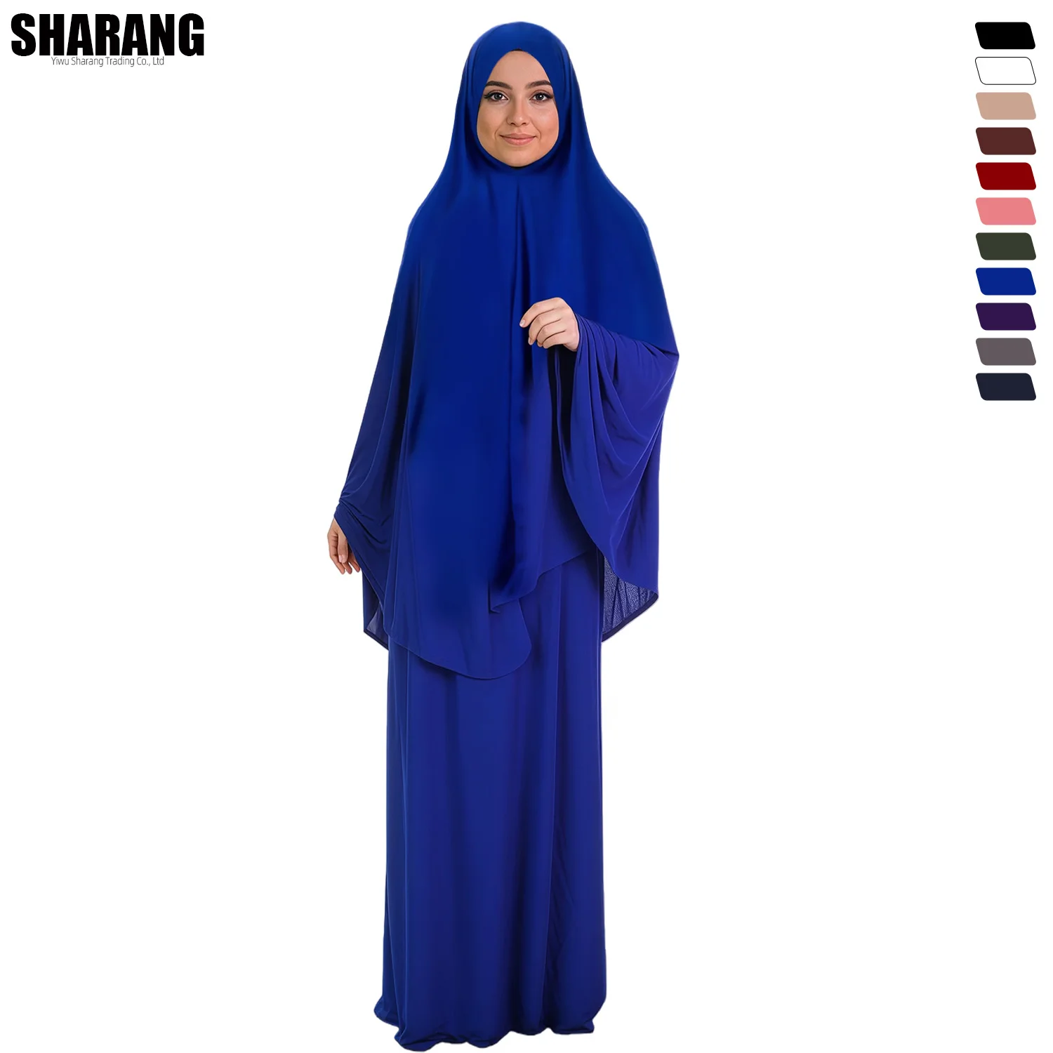 Ensemble de prière en Jersey extensible EID Ramadan Islam pour femmes musulmanes, corde en Satin, Hijab instantané, jupe Khimar, 2 pièces Jilbab