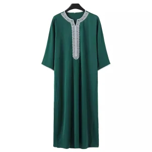 Hommes musulmans Robe longue Jubba Thobe broderie Abaya prière saoudienne Dishdasha Ramadan dubaï Abayas islamique Robe 2025 caftan marocain