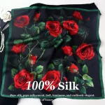 Nouvelles écharpes carrées 100 % soie naturelle pour femmes, imprimées florales, foulards, châles de plage, bandanas, hijabs, écharpes, rubans pour sacs