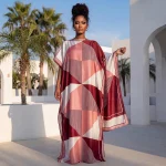 Châle long pour femme, style Dubaï, design MUMU, en soie douce, accessoire de robe de plage estivale, coupe ample, Abaya africaine MOOMOO
