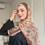 Nouveaux Hijabs Châles Voiles Imprimés Floraux pour Femmes, Foulard Musulman en Viscose Coton Fin et Doux, Turban Voile, Foulard, Écharpe Longue, Couvre-chefs
