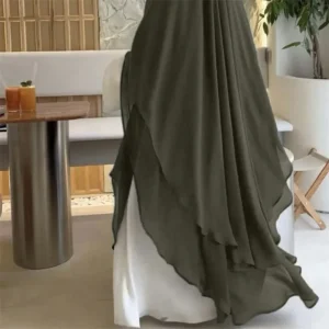 Robe en mousseline de soie à deux couches pour femmes musulmanes, vêtements islamiques extra longs, tiens imar Niqab, Eid Ramadan, vêtement de prière, robe aérienne Abaya, caftan