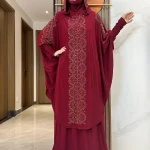 Ensemble deux pièces pour Ramadan, pierres solides, Abaya musulman, vêtement de prière pour femmes, robe Hijab, jupe longue Khimar, ensembles islamiques, nouvelle collection 2025