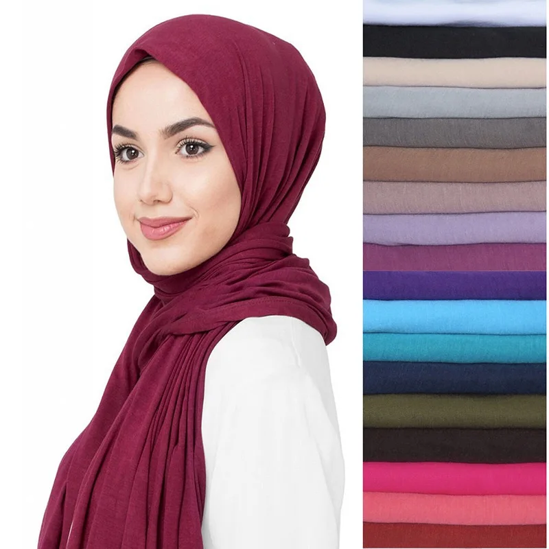 Femmes grande taille coton Jersey Hijabs écharpe islamique Turban châles à la mode musulman Hijab solide plaine coton foulards foulard