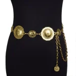 Ceinture de taille en métal pour femmes, style rétro, or et argent, chaîne de taille, look tendance, ceinture cadeau