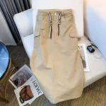 Jupe femme jupe femme vêtements de travail jupe femme automne grande taille taille haute mince poche Joker fendu jupe longue