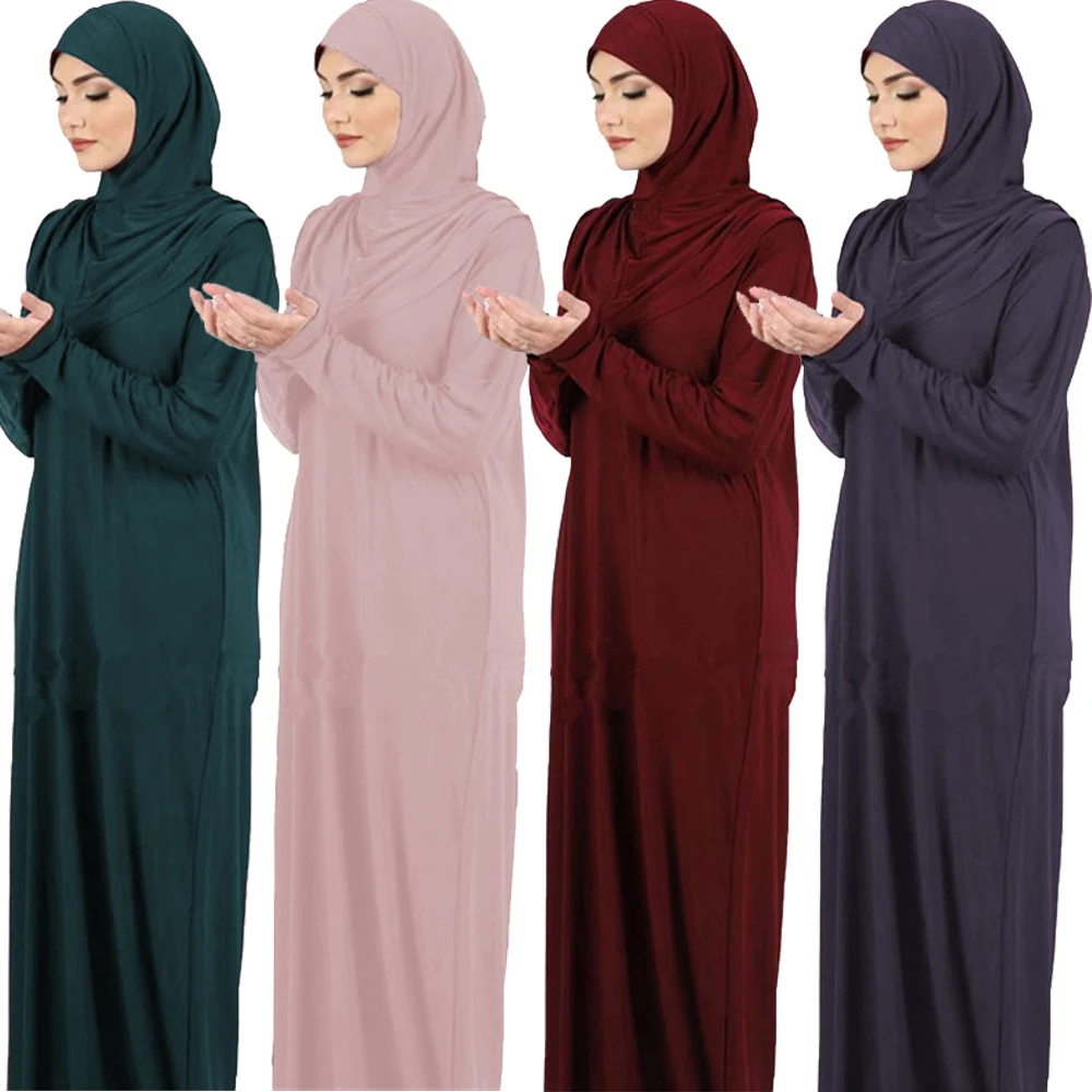 Vêtement de prière pour femmes Ramadan musulman Abaya caftan femmes Jilbab avec Hijab Abayat Islam Robe modeste Robe vêtements arabes islamiques