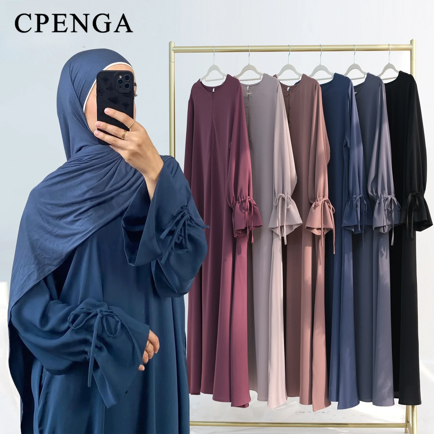 Abaya-Robe de Couleur Unie pour Femme Musulmane, Vêtement d&rsquo;Église Islamique, Élégant, à la Mode, pour Ramadan Arabe, Dubaï, Turquie, 2025