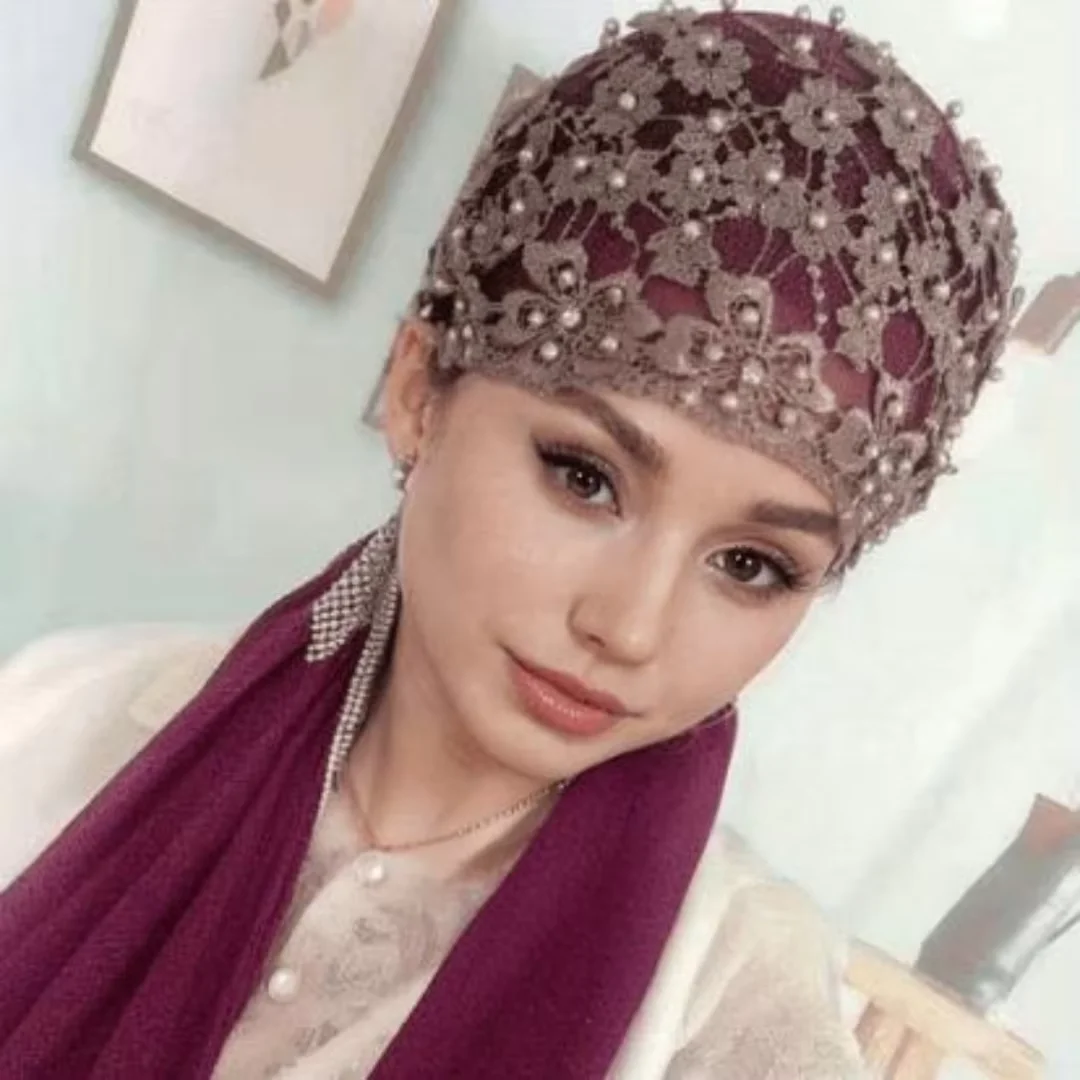 Chapeaux à perles islamiques pour femme, Hijab musulman, Bandeau, Foulard instantané, Hijab, Turban islamique, Bandana élégant