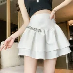 Mini jupe plissée taille haute pour filles, noire, Kawaii, mode coréenne, Style Preppy élégant, été