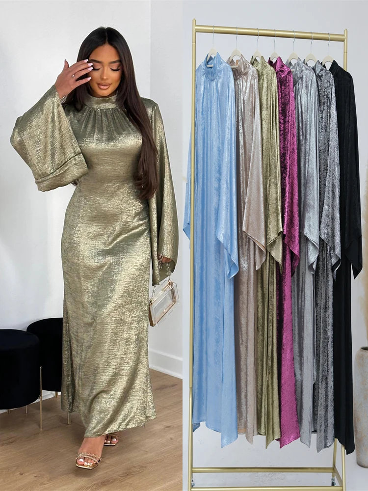 Satin brillant Abaya dubaï luxe 2025 musulman Islam Abayas pour femmes caftan robe Kebaya Caftan Marocain Femme robes Musulmanes
