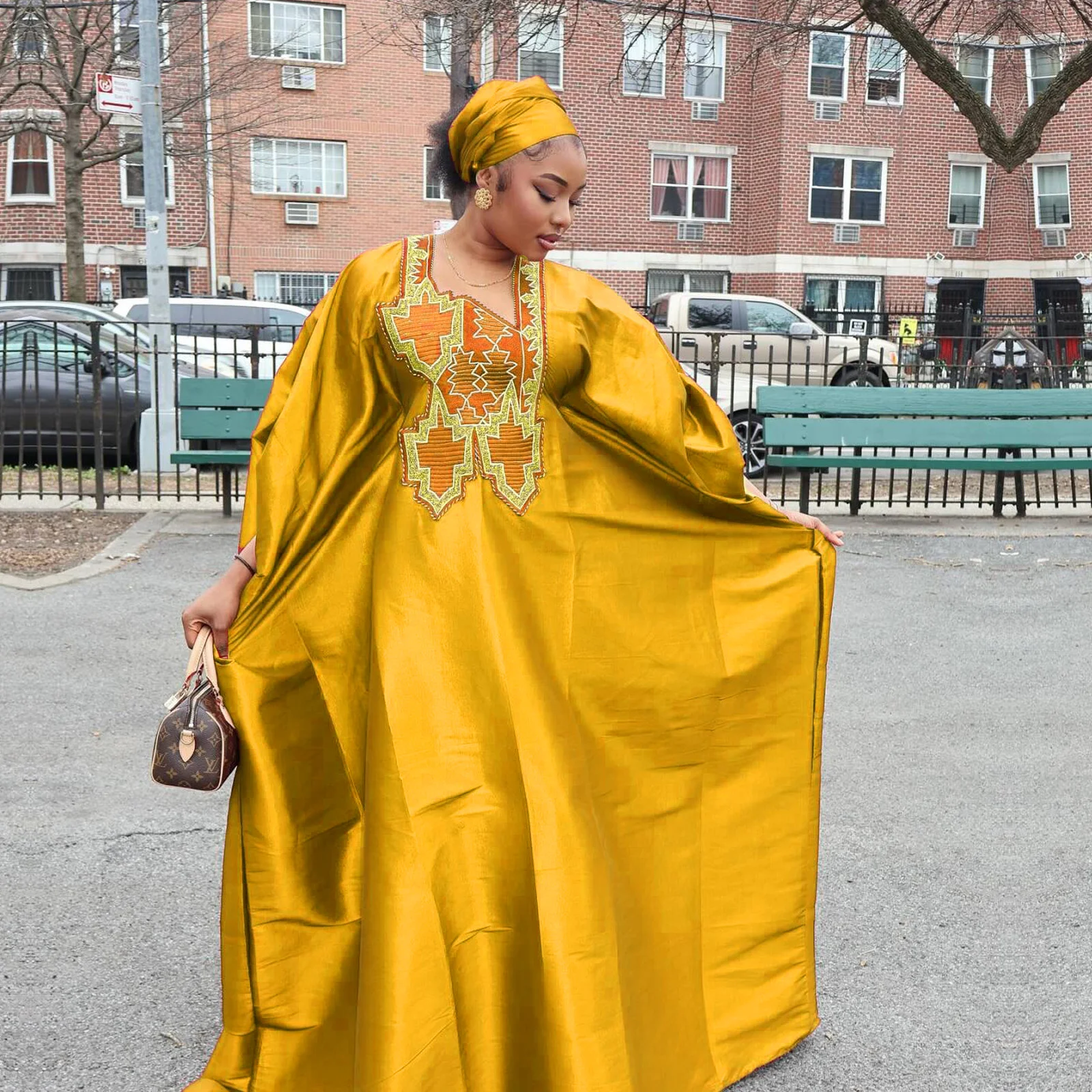 Tenue africaine pour femmes Abaya broderie grande taille robe d&rsquo;église de fête élégante