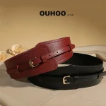 Ceinture de largeur Simple pour femmes, Vintage, large, en cuir véritable, à la mode