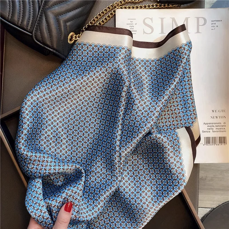 Écharpe 100% soie véritable pour femme, nouveau foulard carré, bandana, foulard élégant, mode printemps, luxe, haute qualité, hijab 53cm