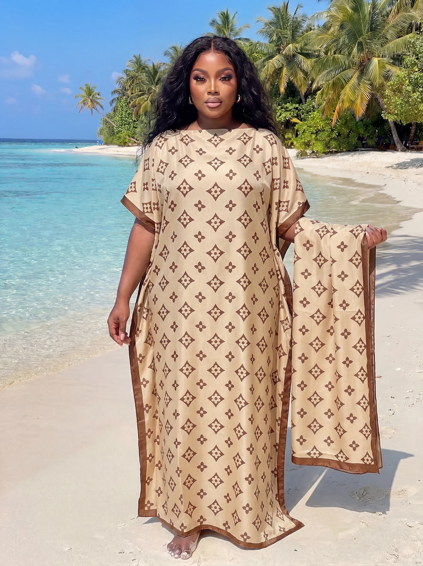 Robe de soirée musulmane pour femme, style européen et américain, Abaya Dubaï, maxi, design africain, ample, imprimée
