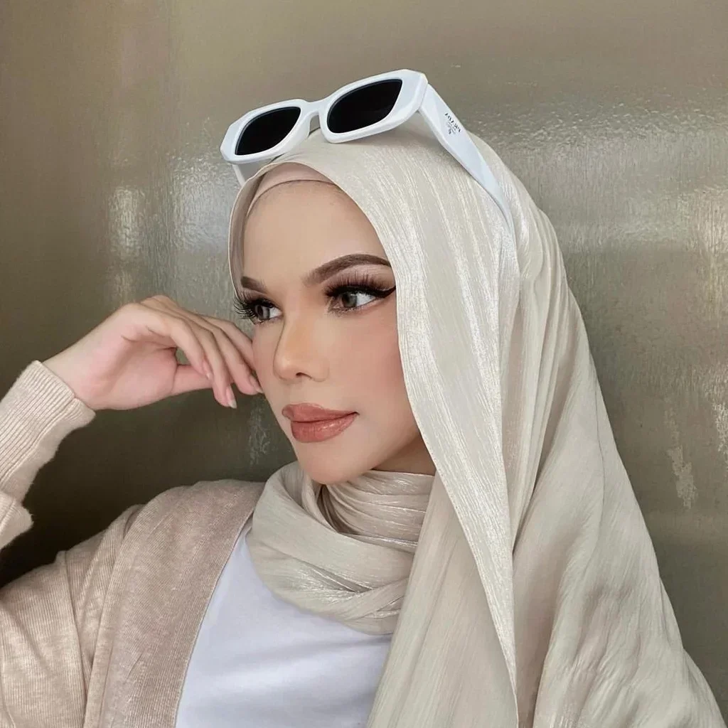 Hijab musulman, foulard, couvre-chef pour femmes musulmanes, châle en soie scintillante islamique, foulards de luxe 180*70cm