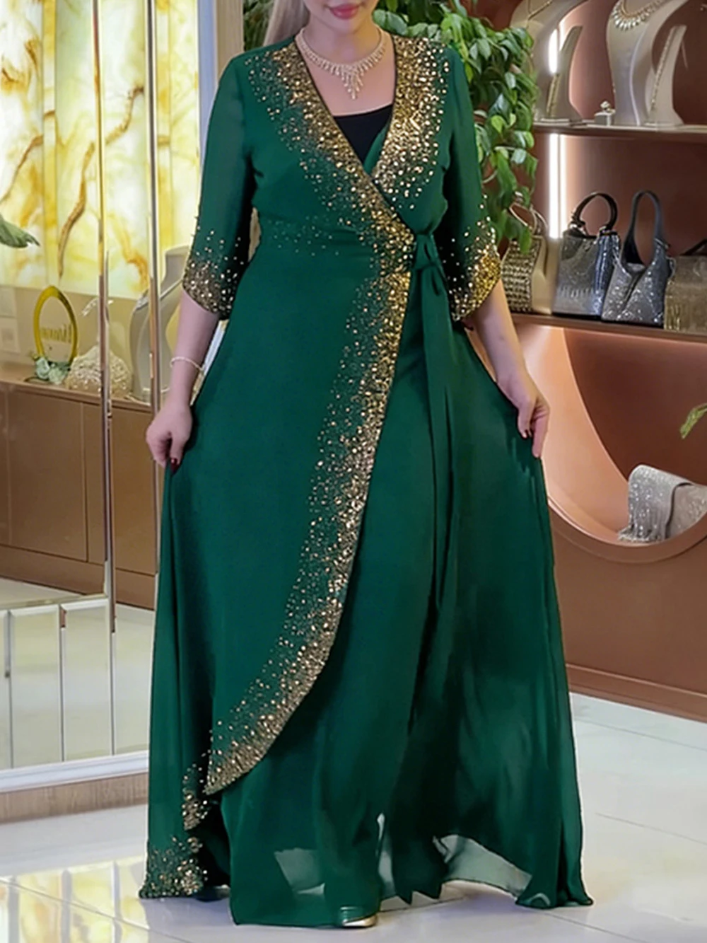 Abayas Eid Mubarak 2026 pour femmes, ensemble 2 pièces, caftan marocain, vêtements islamiques, mode musulmane, robes en mousseline, robes de soirée d&rsquo;anniversaire