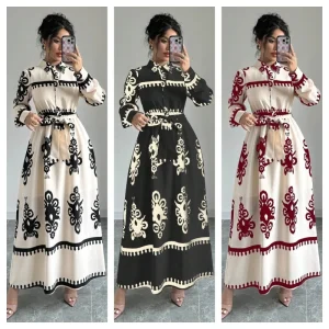 Robe Eid femmes musulmanes fête Abaya robes imprimer Jalabiya à lacets longue Robe Ramadan maroc dubaï caftan Islam Abayas robes