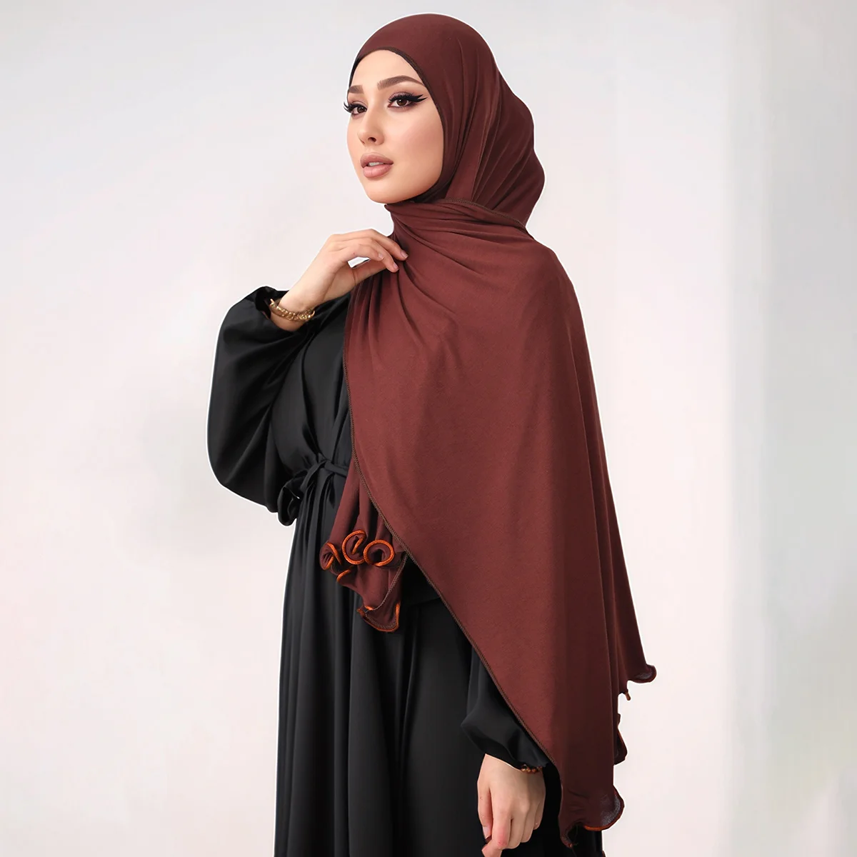 Nouveauté Modal coton Jersey Hijab écharpe pour femmes châle extensible plaine bandeau musulman mode couleur unie Long silencieux