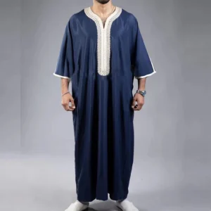 Boubou Jalabiyas Jubbah brodé traditionnel pour hommes, Thobe musulman, Thobes marocains, vêtements islamiques, Robe Abaya du Ramadan, 2024