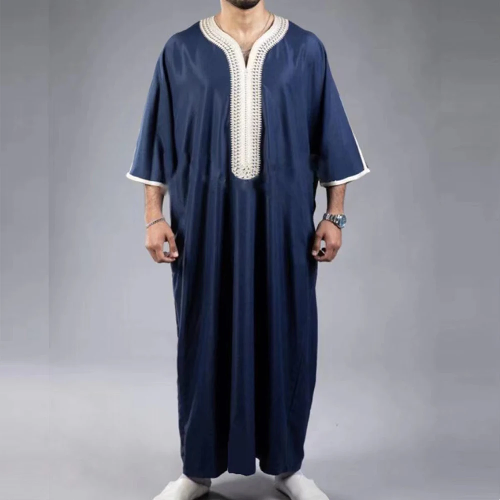 Boubou Jalabiyas Jubbah brodé traditionnel pour hommes, Thobe musulman, Thobes marocains, vêtements islamiques, Robe Abaya du Ramadan, 2024