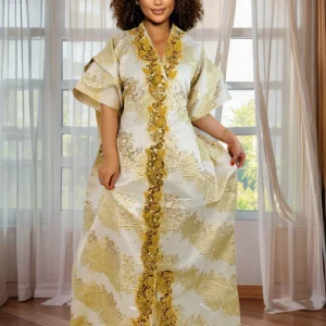 Robe longue caftan élégante ornée de strass pour femmes Abaya Shinny tenue africaine traditionnelle élégante