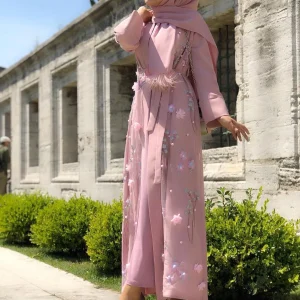 Abayas à fleurs pour femmes, robe musulmane du Ramadan, vêtements islamiques, Djellaba Eid Mubarak, Abaya ouverte de Dubaï, Kaftan de Turquie, Jalabiya