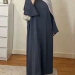Robe Abaya musulmane pour femmes, couleur unie, ample, manches longues, robe maxi décontractée, kaftan islamique, robe de prière modeste