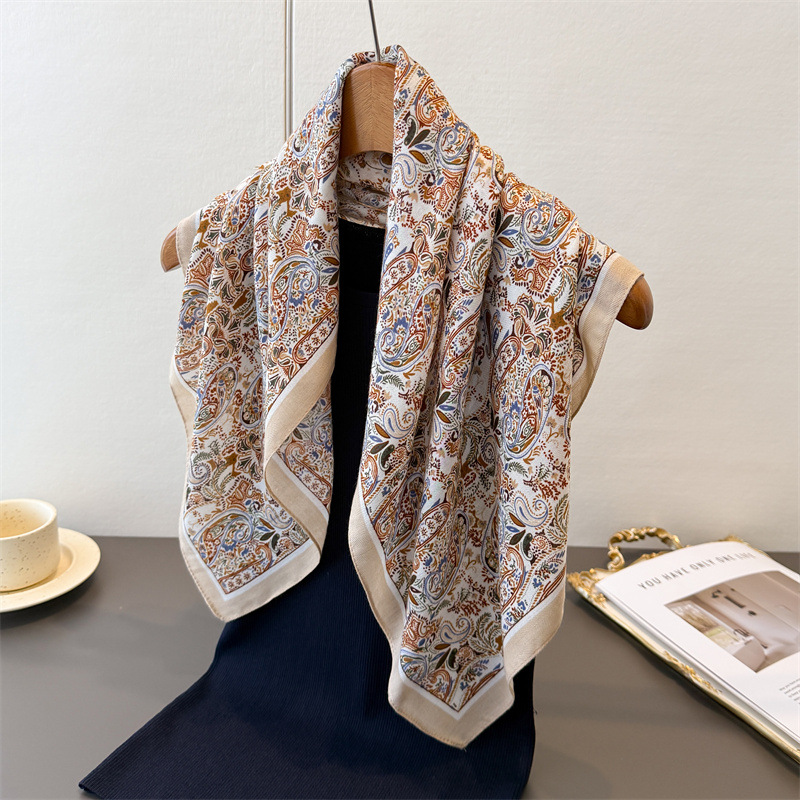 65*65 cm écharpes carrées imprimé Paisley coton sensation Foulard printemps automne foulards chauds femmes décoration doux Foulard Bandana enveloppes
