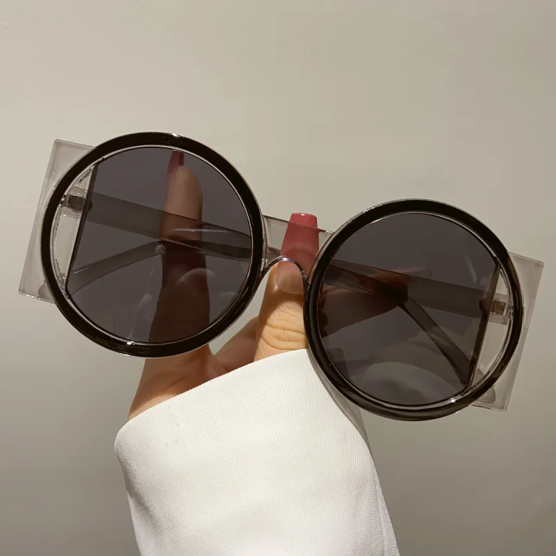 Lunettes de soleil rondes à double document pour hommes et femmes, tendance rétro, lunettes de soleil de voyage, photo de rue, fête de vacances, lunettes de plage, mode