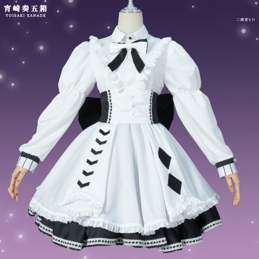 Costume de cosplay Ena Shinonome Kanade Yoisaki, idole chantante virtuelle, robe blanche, accessoires nœud, tenue de scène pour Comic Con